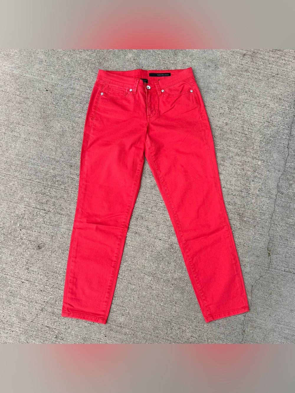 Calvin Klein Jeans, Women's Size 4, Red Denim, Slim, Cropped